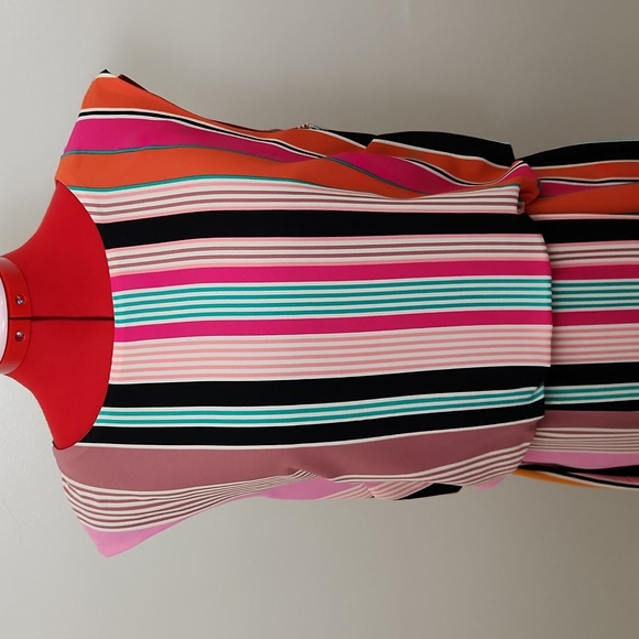NWOT Adrianna Papell candy striped blouse dress - Picture 3 of 15